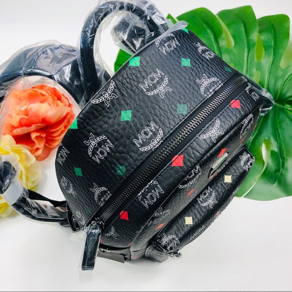 MCM Black rainbow diamond Backpack Small 32 - Picture 5 of 8